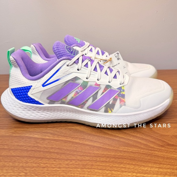 Adidas Defiant Speed White, Purple, Green & Blue Tennis Pickleball Sneakers - Picture 1 of 14
